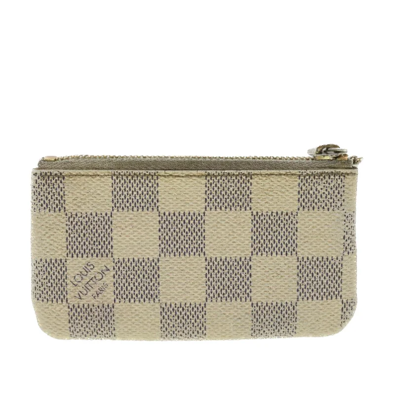 Louis Vuitton handbags with a back - zip pocket for storing valuablesLOUIS VUITTON Damier Azur Pochette Cles Coin Purse N62659 LV Auth 38447