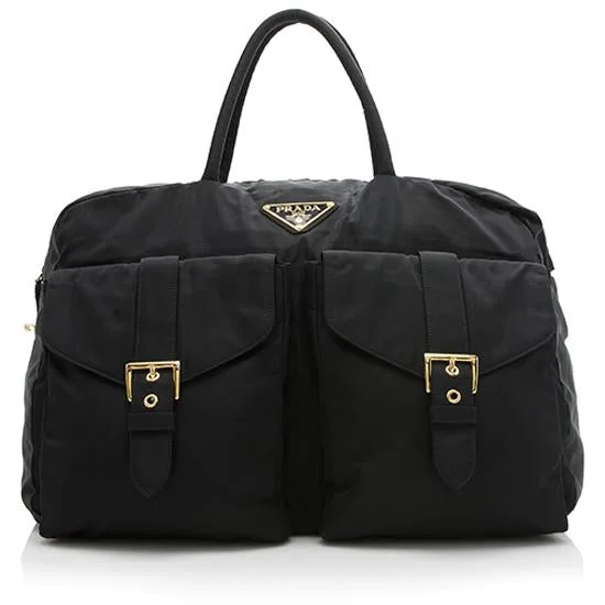 Prada Cahier bags with a monogram - embossed leather surfacePrada Vintage Tessuto Double Pocket Tote