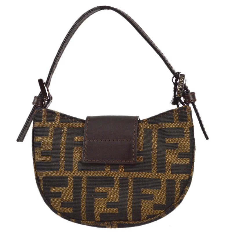 Fendi By The Way bags with a laser - cut leather detail for a modern and intricate lookFendi Brown Zucca Micro Handbag