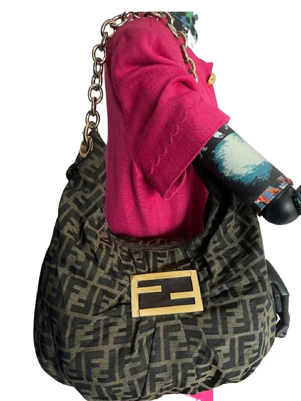 Fendi bags with a detachable camera holder for photography enthusiastsFENDI  large zucca shoulder bag