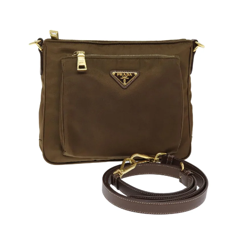 Prada Cleo bags with a detachable coin purse for added functionalityPRADA Shoulder Bag Nylon Brown Auth ki4473