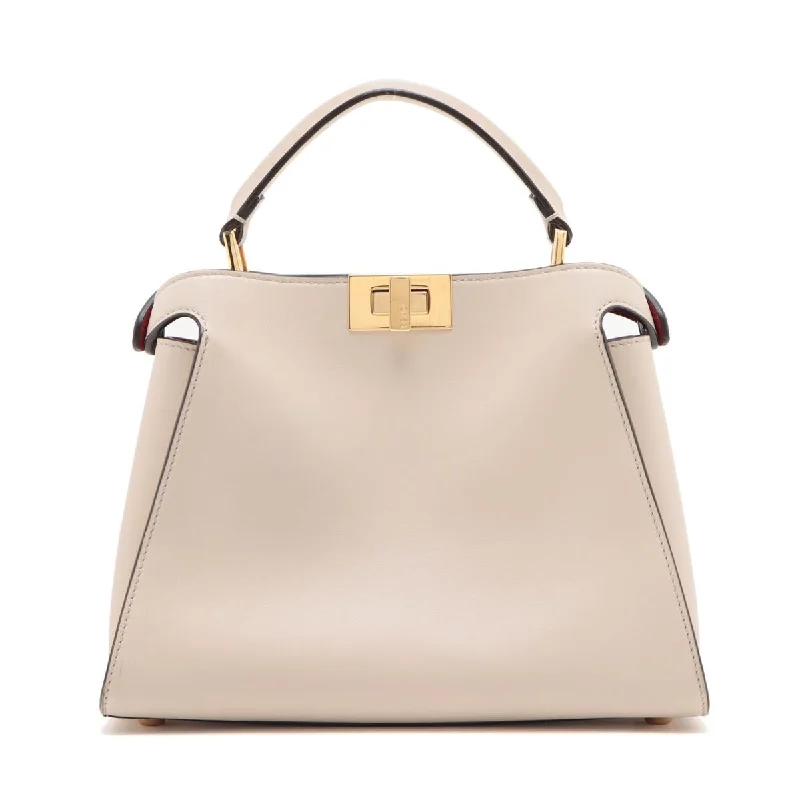 Ladies Fendi shoulder bags with a detachable key fob for easy key managementFendi Peekaboo Essential Leather Handbag Ivory 8BN302