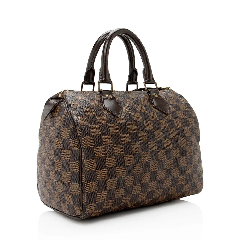 Louis Vuitton bags with a chain - link trim and a leather body for a modern edgeLouis Vuitton Damier Ebene Speedy 25 Satchel (21897)