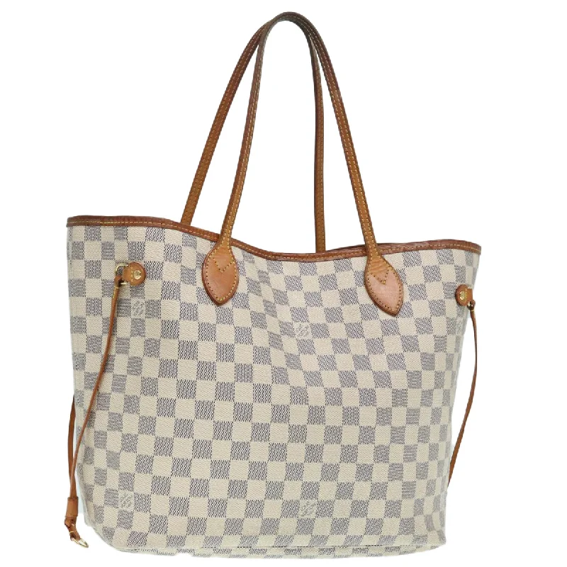 Louis Vuitton bags with a snap - button closure and a decorative charm for styleLOUIS VUITTON Damier Azur Neverfull MM Tote Bag N41605 LV Auth 88508