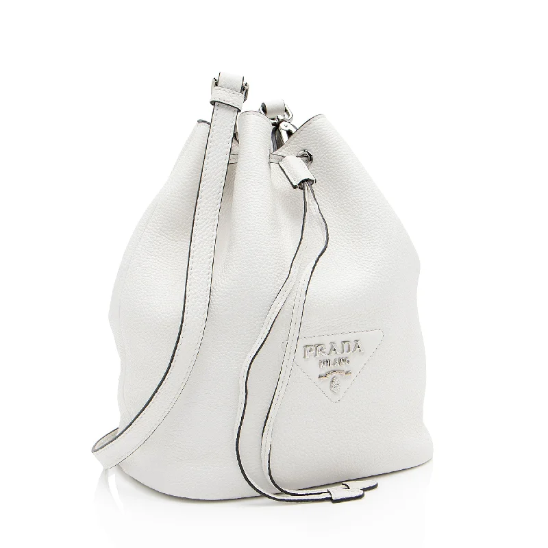 Prada handbags with a patent - leather finish for a shiny and sophisticated appearancePrada Leather Drawstring Bucket Bag N7cCZ1