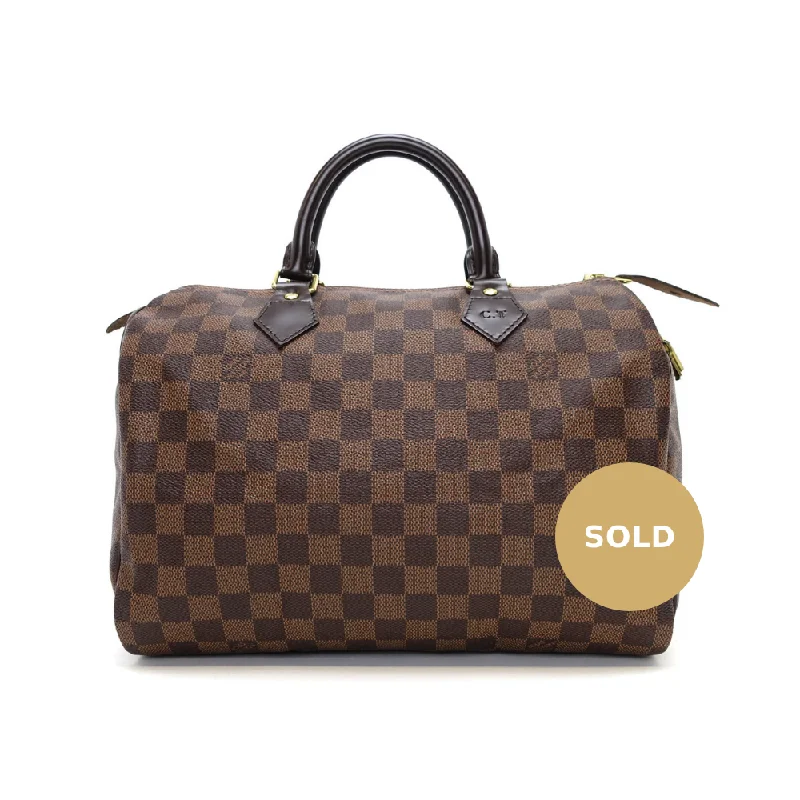 Louis Vuitton Alma bags with a monogram - embossed leather surfaceSpeedy 30 Damier Ebène Canvas Handbag