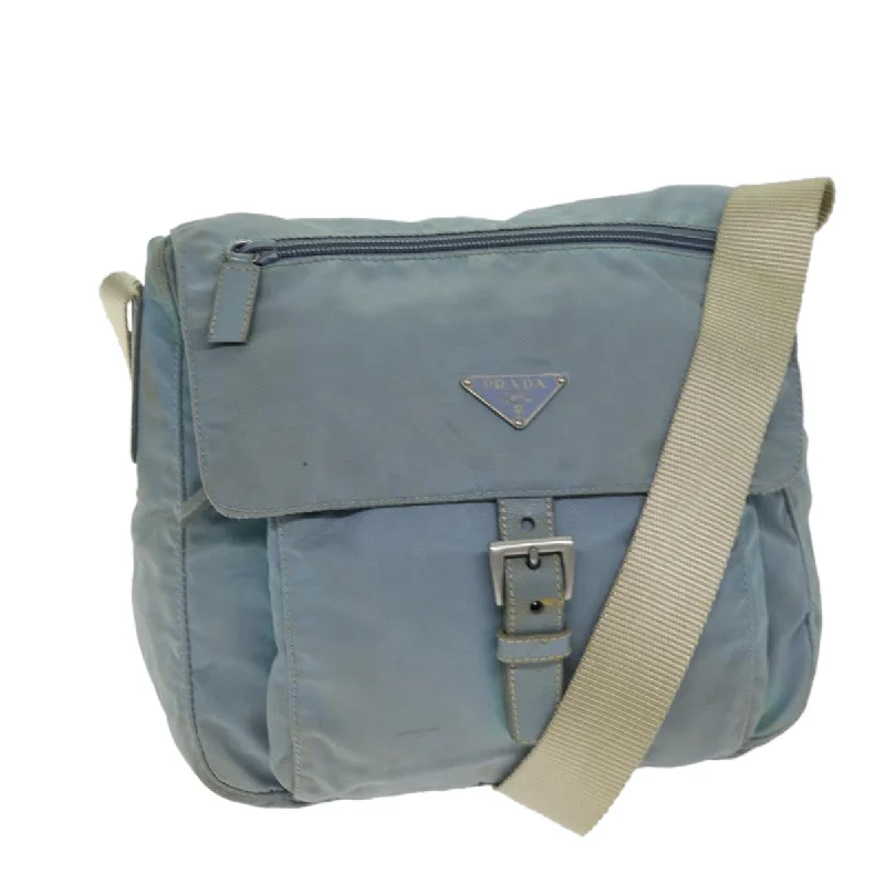 Ladies Prada Re - Edizione 2005 bags in a pastel color for a soft lookPRADA Shoulder Bag Nylon Light Blue Auth 74535