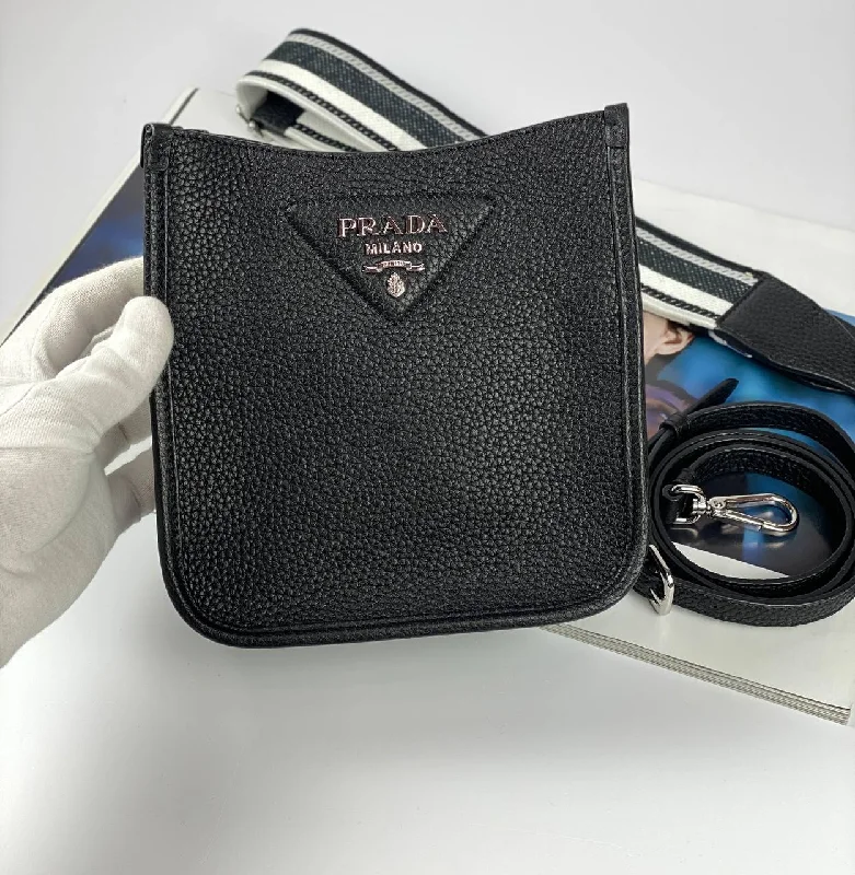 Prada bags with a zippered interior pocket for separating itemsPrada Leather mini shoulder bag black