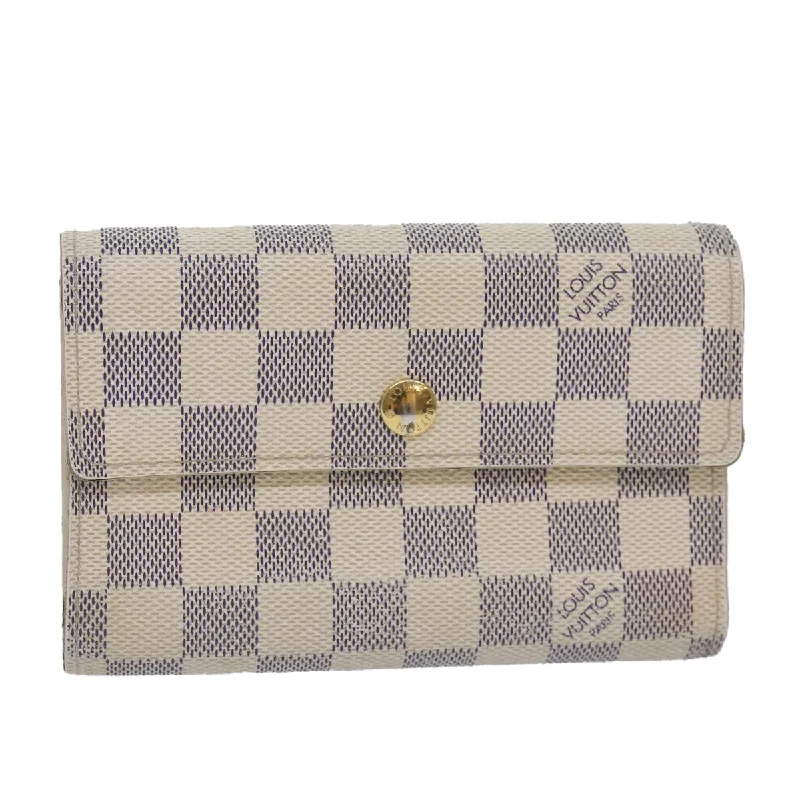 Louis Vuitton bags with a magnetic snap closure for easy accessLOUIS VUITTON Damier Azur Portefeuille Alexandra Wallet N63068 LV Auth 87727