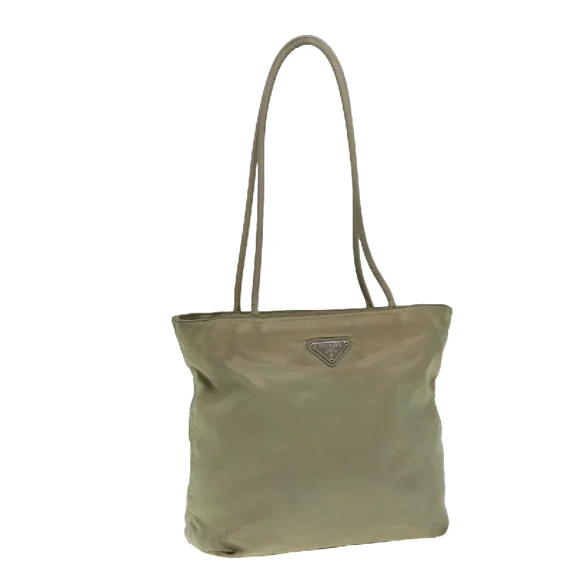 Prada Galleria bags with a structured silhouette for a professional lookPRADA Tote Bag Nylon Beige Auth ac3213