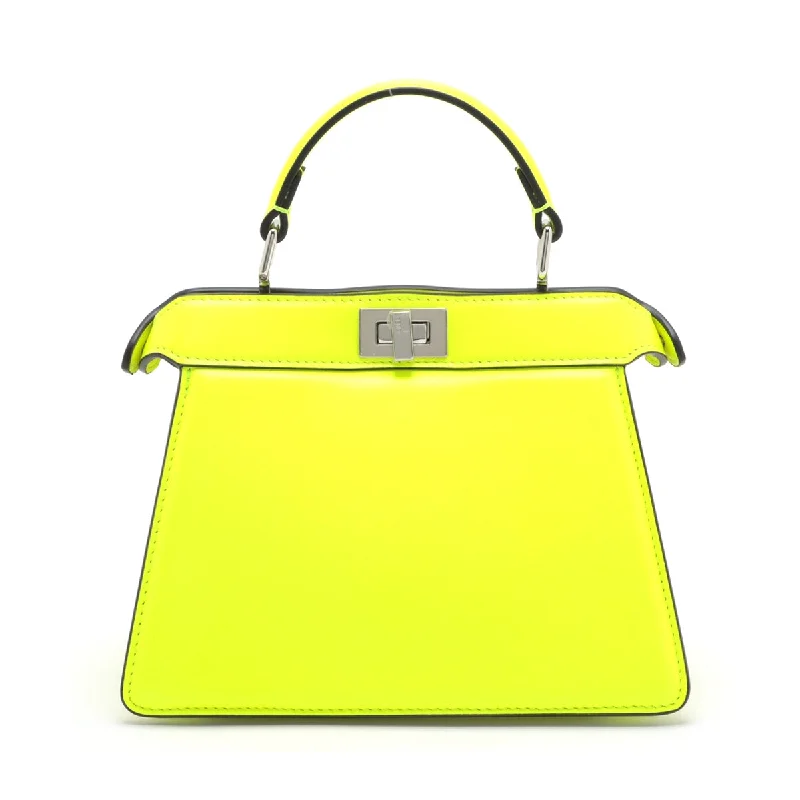 Fendi bags with a detachable mirror inside for quick touch - ups and groomingFendi x Mark Jacobs Peacebu Icy Yu Mini Leather 2WAY Handbag Yellow 8BN335