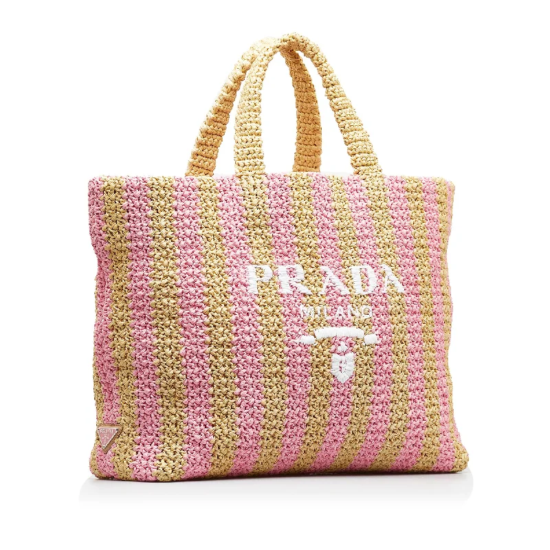 Prada nylon backpacks with a padded laptop compartment for travel and studyPrada Large Raffia Logo Tote BKbVMU