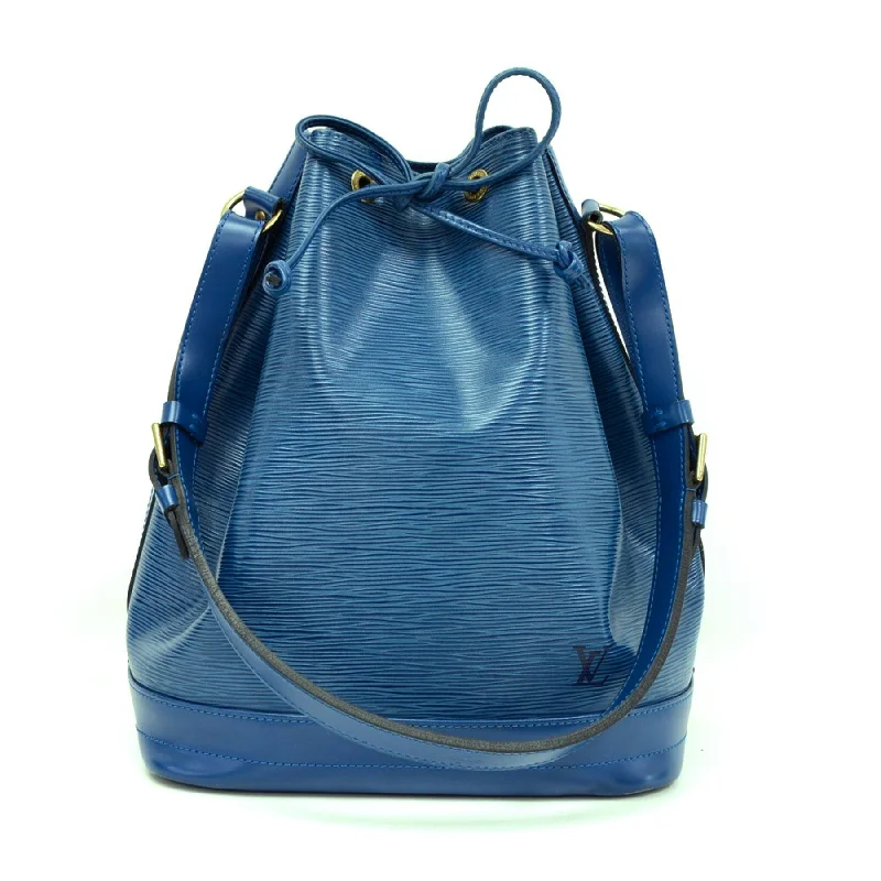 Louis Vuitton bags with a snap - button closure and a decorative charm for styleNoe Blue Epi Leather Large Shoulder Bag