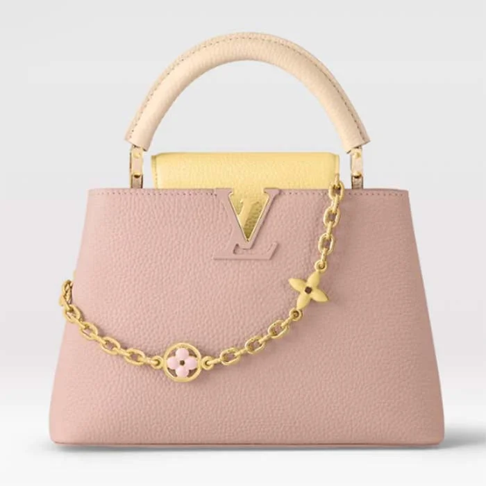 Louis Vuitton Petite Malle bags with a hard - shell structure for uniquenessLouis Vuitton LV Women Capucines BB Handbag Beige Pink Taurillon Leather