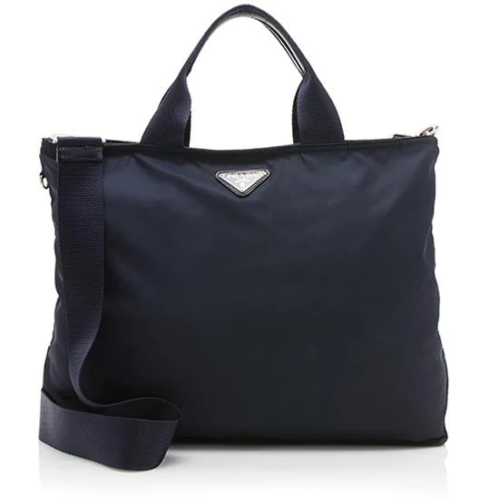 Prada bags with a detachable mobile phone holder for on - the - go conveniencePrada Tessuto Zip Top Tote