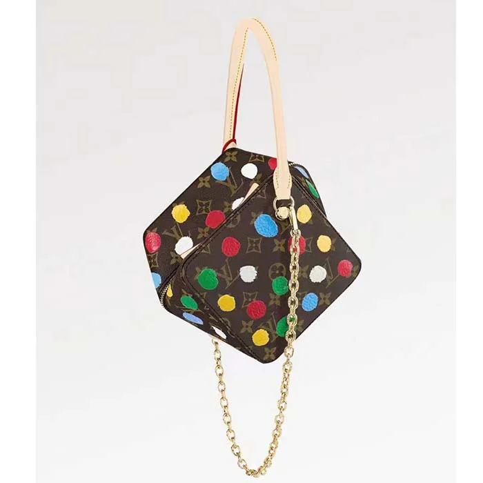 Small - sized Louis Vuitton Pochette Metis bags for a compact carryLouis Vuitton Women LVxYK Square Monogram Coated Canvas 3D Painted Dots Print