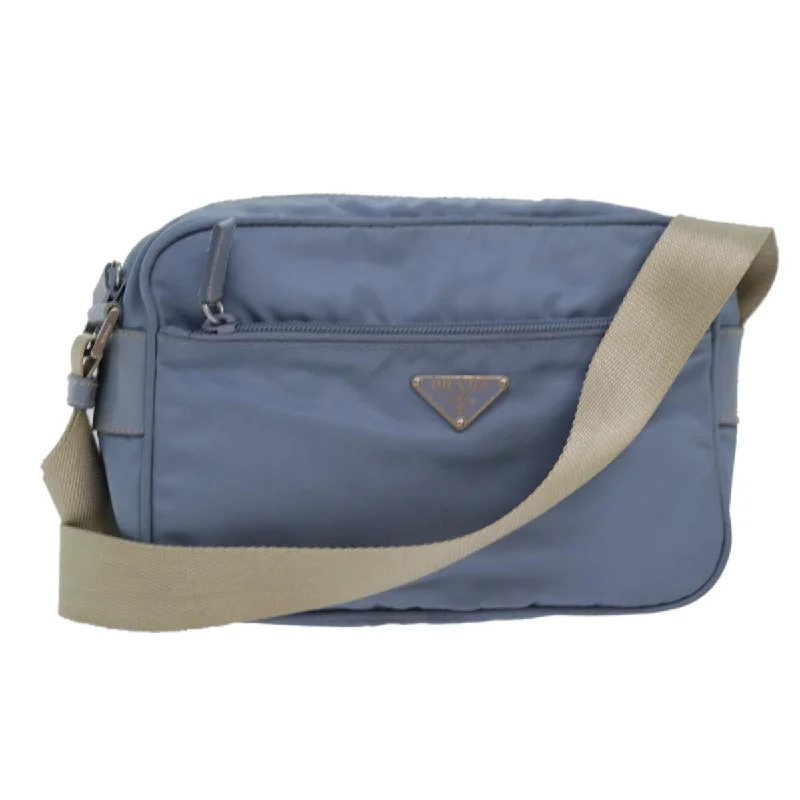 Prada bags with a back - zip pocket for storing valuables securelyPRADA Shoulder Bag Nylon Light Blue Auth 78256