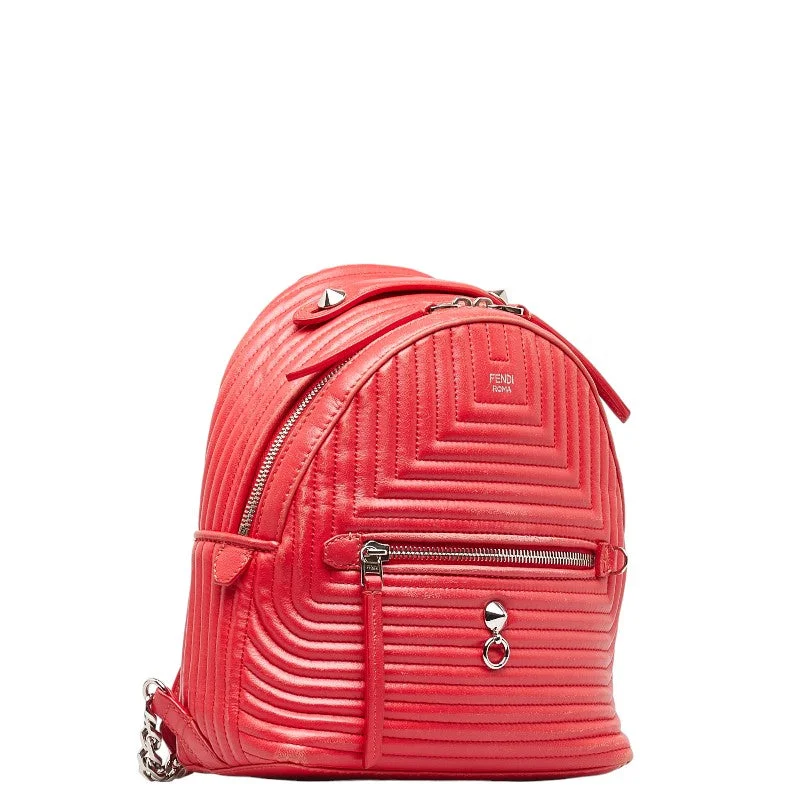 Fendi bags with a back - zip pocket for storing valuables securelyFendi Byzaw Backpack 8BZ038 Red Leather  Fendi