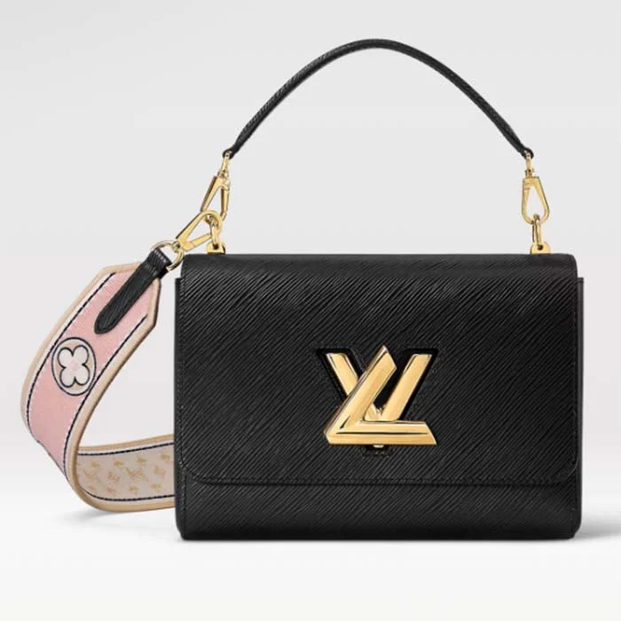 Louis Vuitton crossbody bags with a printed floral pattern for femininityLouis Vuitton LV Women Twist MM Black Epi Grained Leather