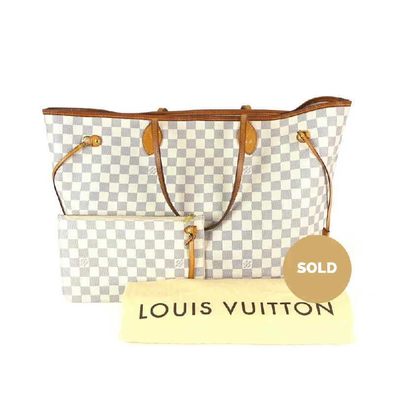 Louis Vuitton Alma bags featuring the signature top - handle designNeverfull GM Damier Azur Canvas Tote Bag with Pouch