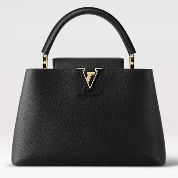 Louis Vuitton handbags with a back - zip pocket for storing valuablesLouis Vuitton LV Women Capucines MM Handbag Black Taurillon Cowhide Leather