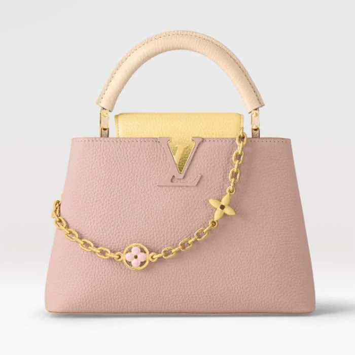 Louis Vuitton Alma bags featuring the signature top - handle designLouis Vuitton LV Women Capucines BB Powdered Beige Taurillon Leather