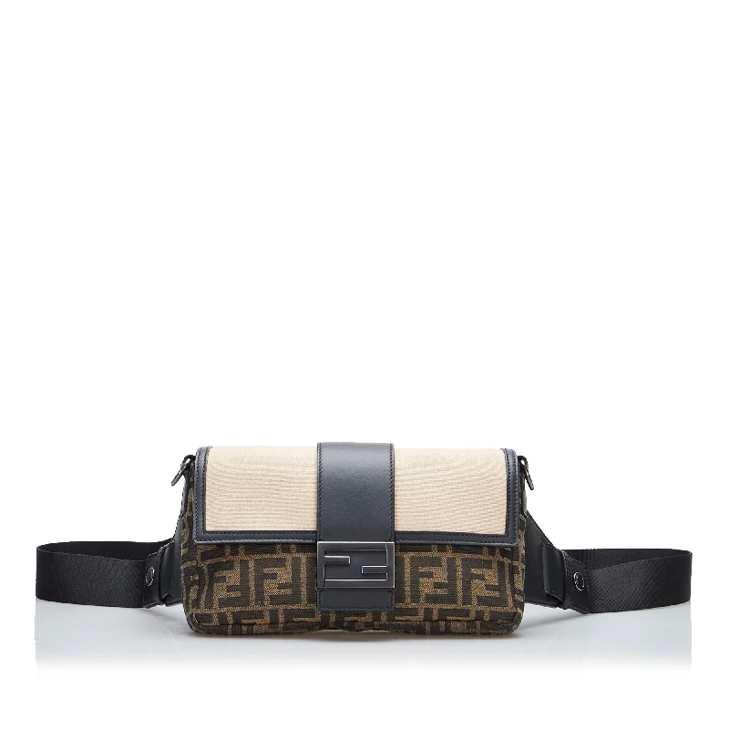 Ladies Fendi crossbody bags with a single - strap design for simplicity and ease of useFendi Baguette Convertible Belt Bag Zucca Canvas