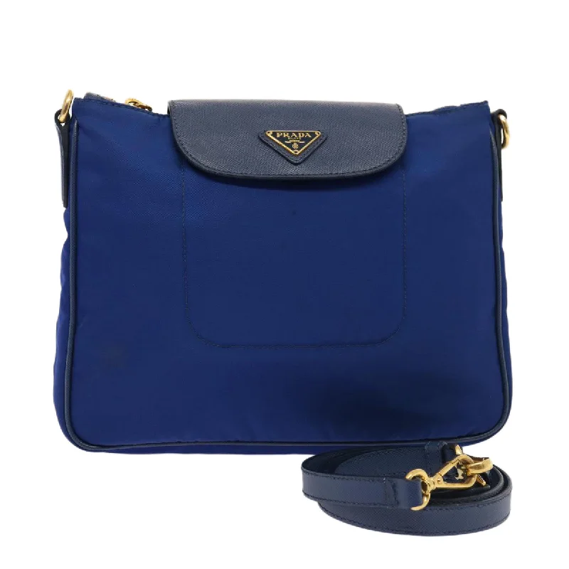 Prada crossbody bags with a keychain holder for practicalityPRADA Shoulder Bag Nylon Blue Auth 75359