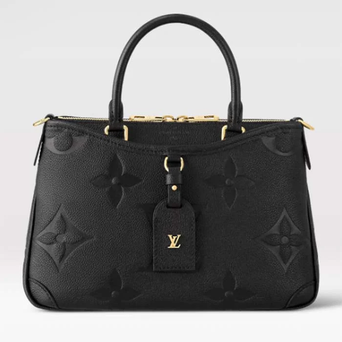 Louis Vuitton bags with a snap - button closure and a decorative charm for styleLouis Vuitton LV Women Trianon PM Bag Black Embossed Grained Cowhide Leather