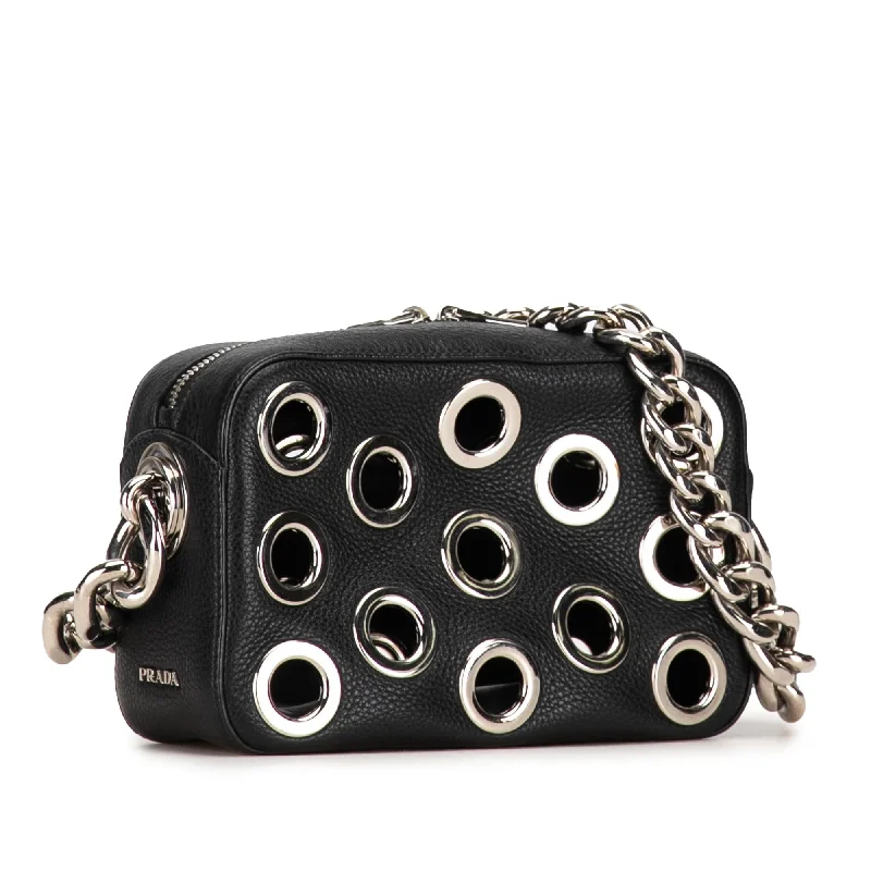 Prada Cahier bags with a leather - wrapped handle for a luxurious feelPrada Grommet Vitello Daino Chain Bag jWI9Ee