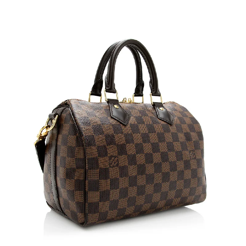 Louis Vuitton backpacks with a padded back panel for comfort during long - wearLouis Vuitton Damier Ebene Speedy Bandouliere 25 Satchel (20767)