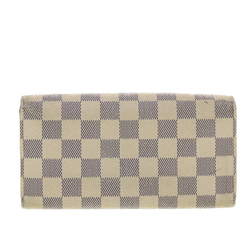 Louis Vuitton handbags with a metal - framed clasp for durabilityLOUIS VUITTON Damier Azur Portefeuille Sarah Long Wallet N63208 LV Auth 40267