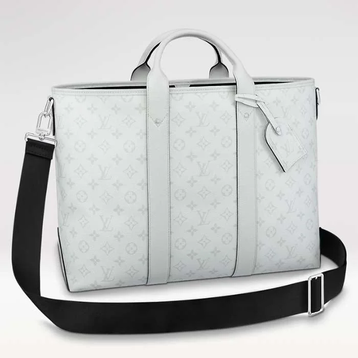 Louis Vuitton tote bags with a water - resistant coating for outdoor useLouis Vuitton Unisex Weekend Tote NM Optic White Monogram Coated Canvas Taiga Cowhide