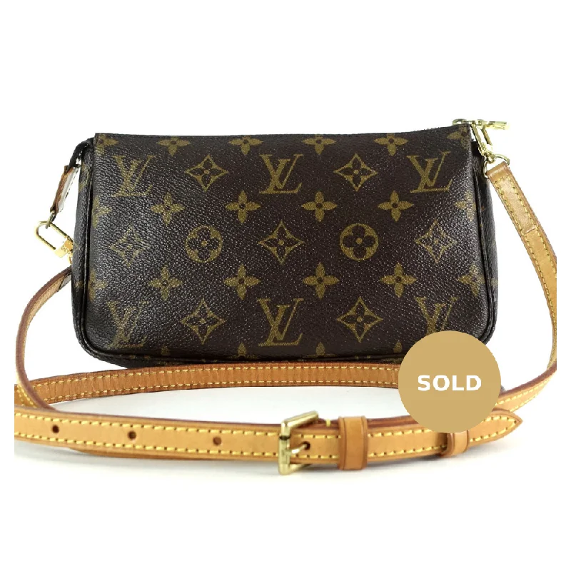 Ladies Louis Vuitton Capucines bags with a detachable shoulder strapPochette Accessoires Monogram Canvas Bag with Long Strap