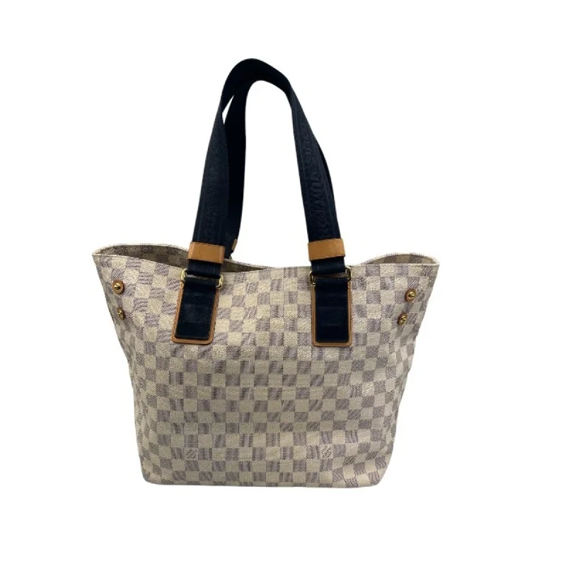 Louis Vuitton Petite Malle bags with a hard - shell structure for uniquenessLOUIS VUITTON Damier Azur Plan Soleil Cover PM Tote Bag N41179 Ivory