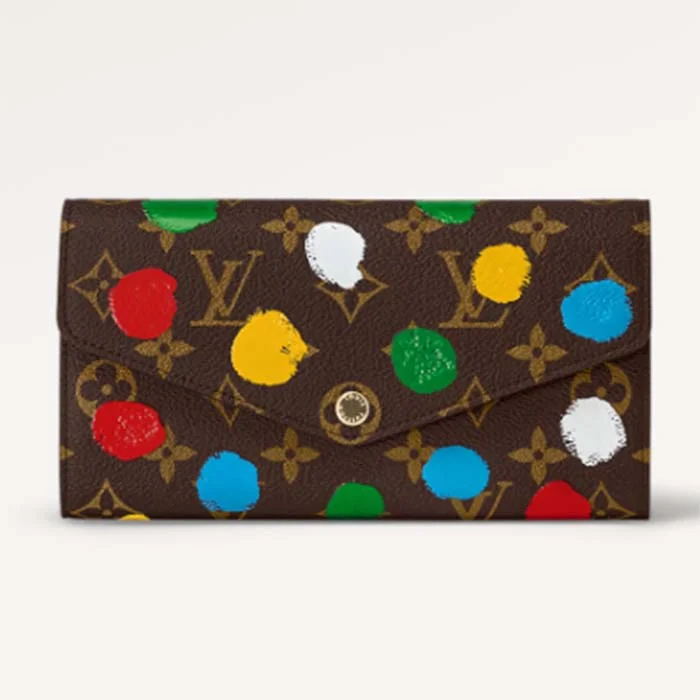 Louis Vuitton Capucines bags with smooth calfskin leather for luxuryLouis Vuitton Unisex LV x YK Sarah Wallet Monogram Coated Canvas 3D Painted Dots Print