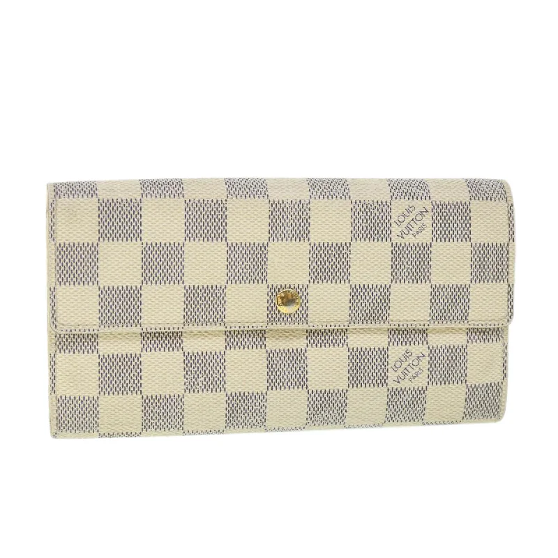 Louis Vuitton tote bags with a printed LV logo on the front for brand visibilityLOUIS VUITTON Damier Azur Portefeuille Sarah Long Wallet N63208 LV Auth th4009