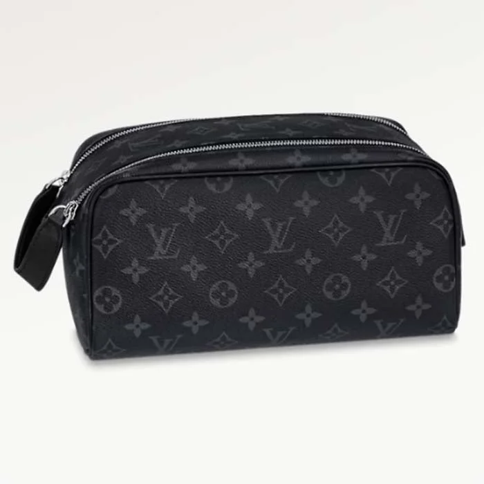 Louis Vuitton bags with a detachable mobile phone holder for convenienceLouis Vuitton LV Unisex Dopp Kit Toilet Pouch Monogram Eclipse Coated Canvas