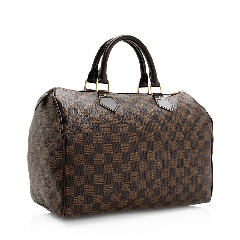 Louis Vuitton handbags with a patent - leather finish for a shiny lookLouis Vuitton Damier Ebene Speedy 30 Satchel (20222)