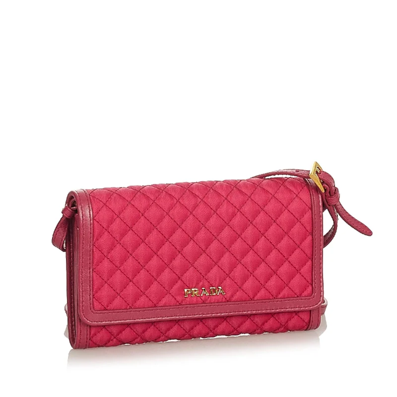 Prada bags with a front - flap pocket for quick access to essentialsPrada Impuntu Tessuto Wallet on Strap 26595