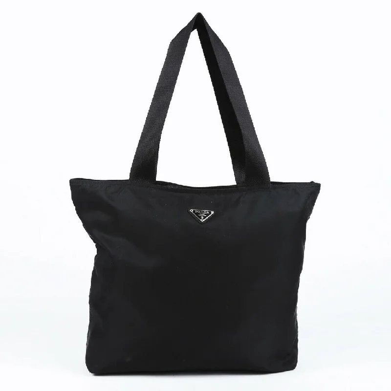 Prada bags with a front - flap pocket for quick access to essentialsPrada Tessuto Shopping Tote Bag