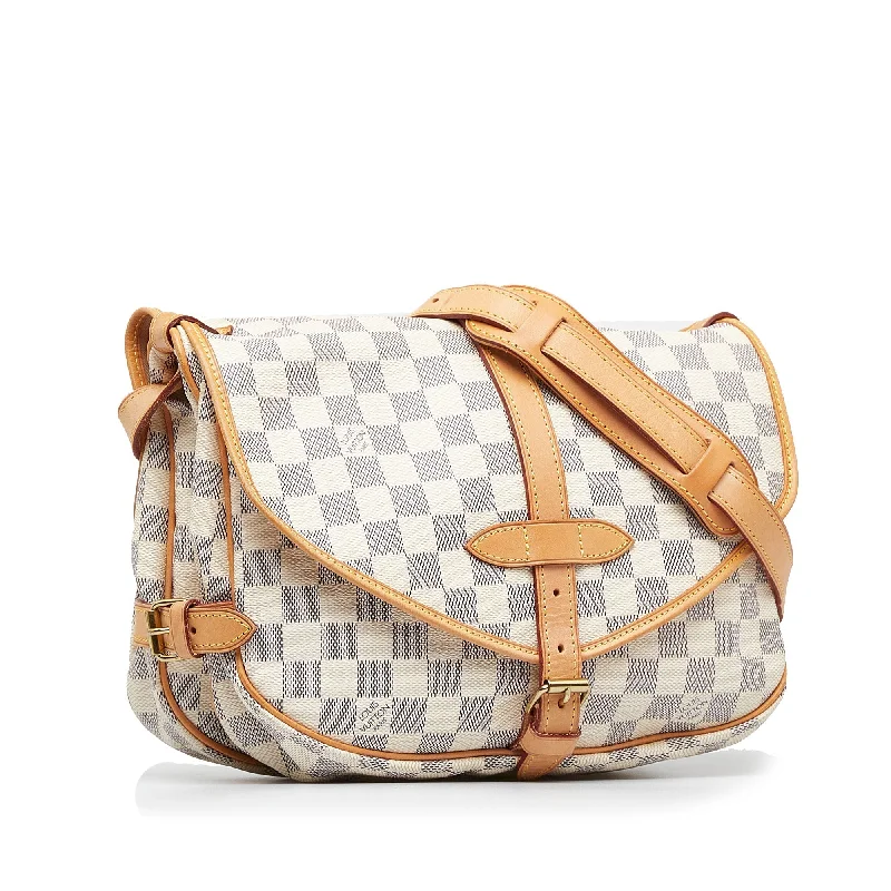 Louis Vuitton backpacks with a padded laptop compartment for travelLOUIS VUITTON Damier Azur Saumur Crossbody Bag