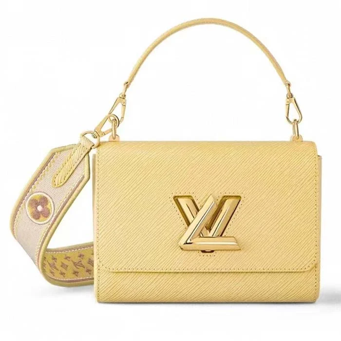 Louis Vuitton bags with a chain - link trim and a leather body for a modern edgeLouis Vuitton LV Women Twist MM Yellow Epi Grained Leather