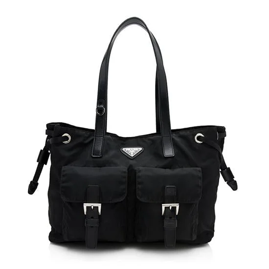 Prada nylon backpacks with a sleek, minimalist appearancePrada Tessuto Shopper Small Tote