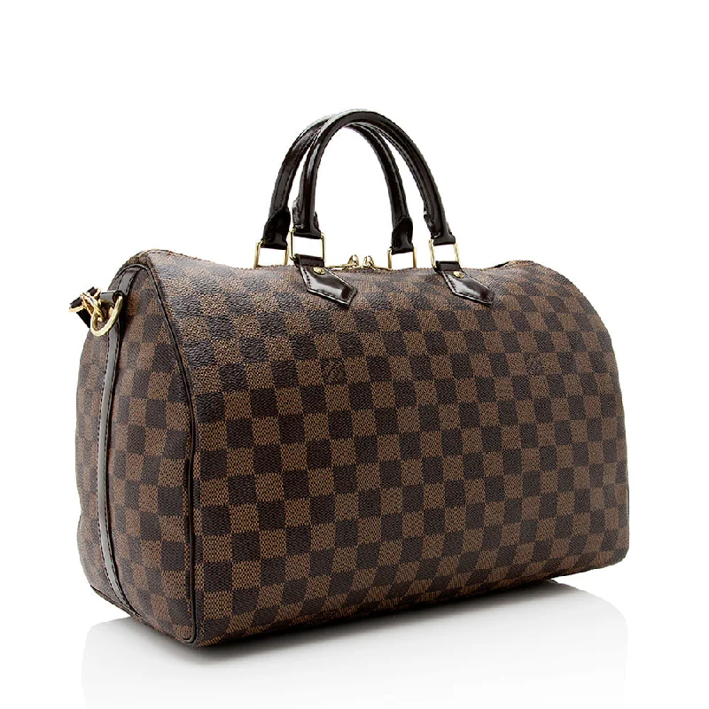 Ladies Louis Vuitton Capucines bags with a detachable shoulder strapLouis Vuitton Damier Ebene Speedy Bandouliere 35 Satchel (22047)