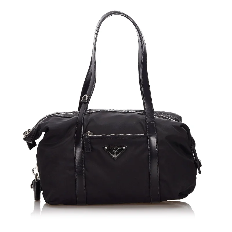 Prada tote bags with a spacious interior and a magnetic - snap closurePrada Black Nylon Fabric Tote Bag Italy