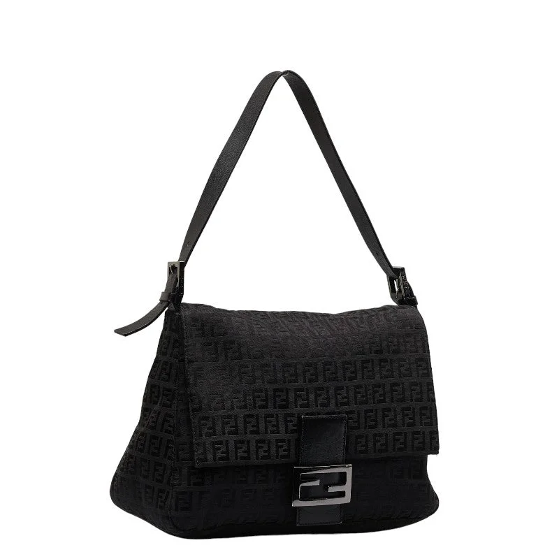 Fendi crossbody bags with a woven leather strap for a unique texture and visual appealFendi Zukiano One-Shoulder Bag Handbag Black Canvas Leather  Fendi