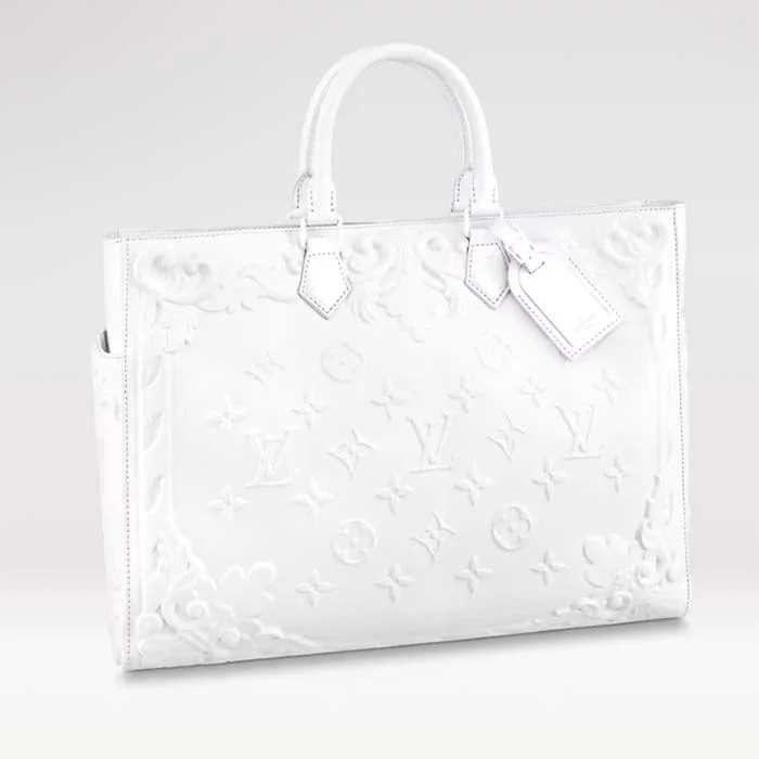 Louis Vuitton Twist bags with a crystal - embellished LV - turnlockLouis Vuitton Unisex LV Sac Plat Optic White Calf Leather Double Handle