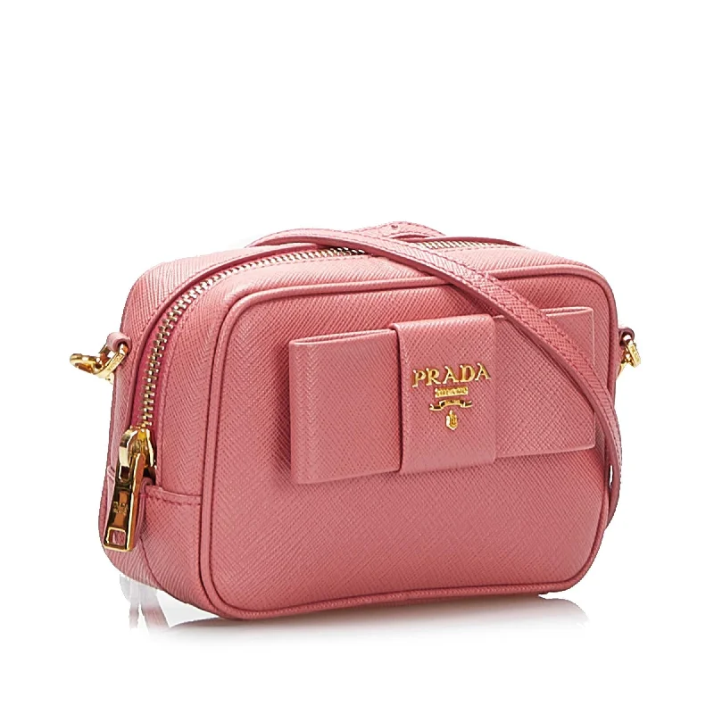 Ladies Prada Galleria bags with a detachable shoulder strapPrada Fiocco Bow Saffiano Crossbody Bag lPa02z