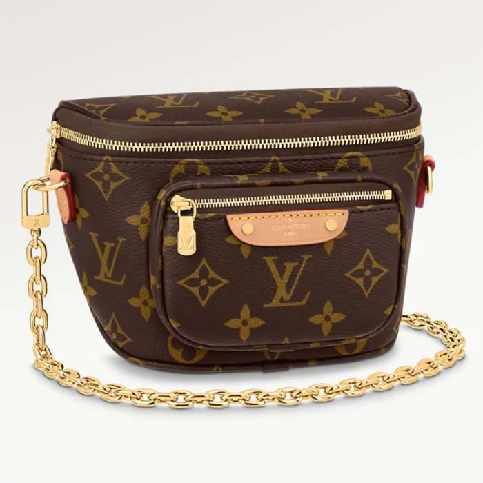 Louis Vuitton Alma bags with a leather - wrapped handle for a luxurious feelLouis Vuitton LV Unisex Mini Bumbag Brown Natural Cowhide Leather Monogram Coated Canvas